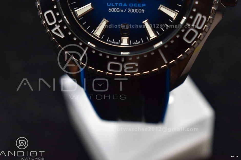 6000M Ceramic SS Black on 1:1 Bezel TF Blue Black Best Edition Deep A2824 Dial Ultra Seamaster Rubber Strap 1220